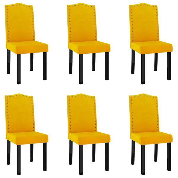 vidaXL Sedie da Pranzo 6 pz Gialle in Velluto