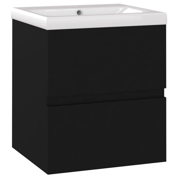 vidaXL Mobile Bagno con Lavabo Integrato Nero in Legno Multistrato