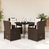 vidaXL Set da Pranzo da Giardino 5pz con Cuscini in Polyrattan Marrone