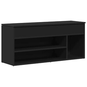 vidaXL Panca Porta Scarpe Nera 102x30,5x45 cm in Legno Multistrato