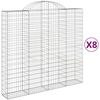 vidaXL Cesti Gabbioni ad Arco 8 pz 200x50x180/200 cm Ferro Zincato