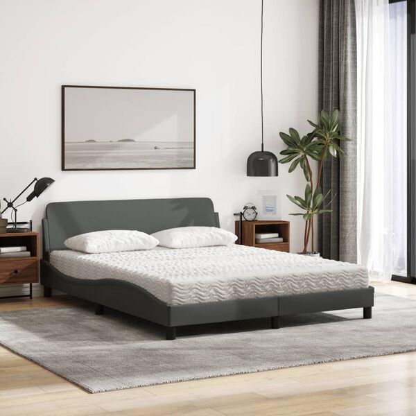 vidaXL Letto con Materasso Dover Grigio Scuro 160x200 cm Tessuto