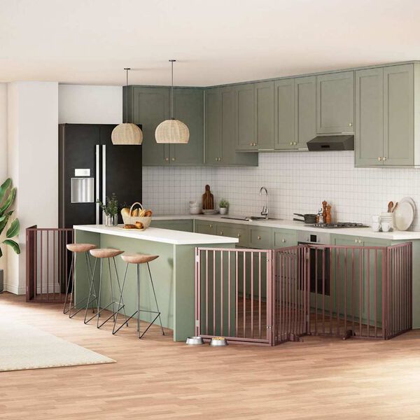 vidaXL Cancello Cani Porta Pieghevole Marrone 8 Pannelli 640cm Pioppo