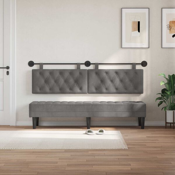 vidaXL Testata appesa Grigio scuro 190 x 55 x 7 cm Velluto