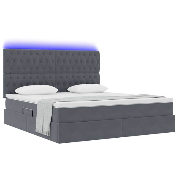 vidaXL Letto con contenitore e LED Grigio scuro 180 x 200 cm Velluto