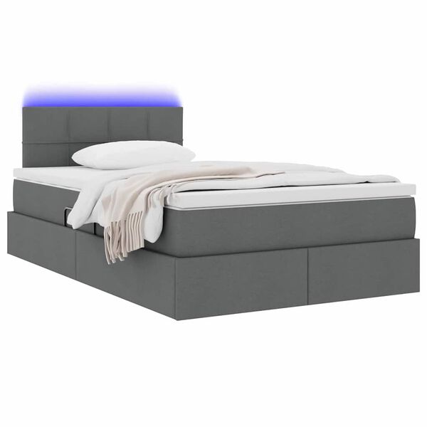 vidaXL Letto con contenitore e LED Grigio scuro 120 x 190 cm