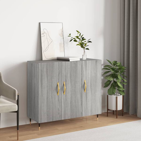 vidaXL Credenza Grigio Sonoma 90x34x80 cm in Legno Multistrato