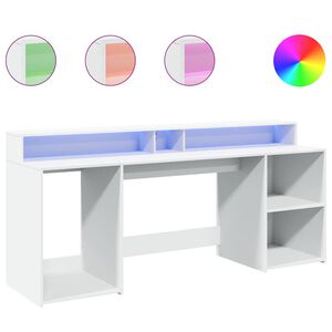 vidaXL Scrivania con Luci LED Bianca 200x55x91 cm in Truciolato