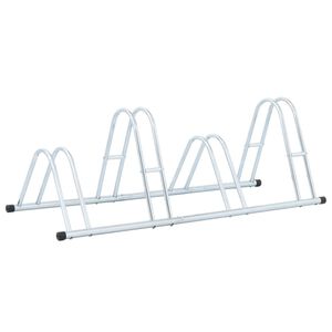 vidaXL Supporto per 4 Bici da Pavimento Autoportante Acciaio Zincato