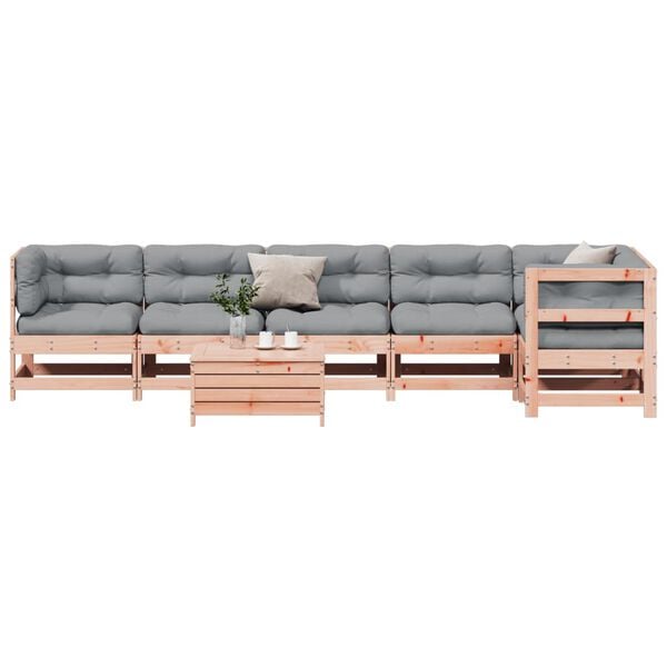 vidaXL Set Divani Giardino 7 pz con Cuscini Legno Massello di Douglas