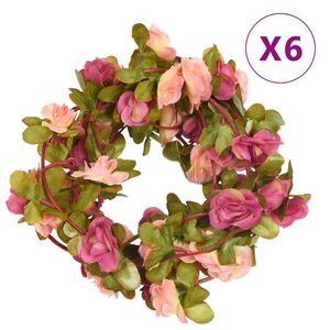 vidaXL Ghirlande Fiori 6 pz Rosa Rossa 250 cm