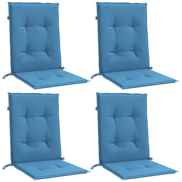 vidaXL Cuscini Sedia Schiena Bassa 4 pz Blu M&eacute;lange 100x50x4 Tessuto