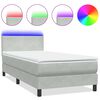 vidaXL Letto a Molle con Materasso e LED grigio chiaro 90x210 cm Velluto