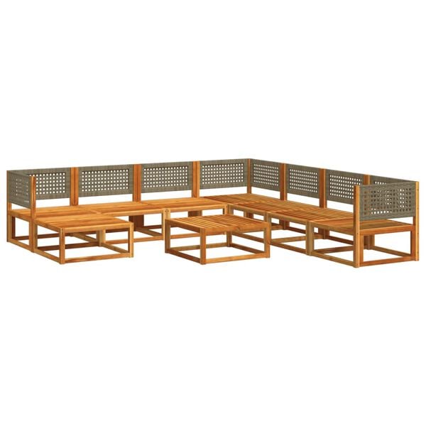 vidaXL Set di divani da giardino 9 pezzi con cuscini in legno di acacia e rattan