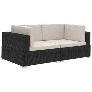 vidaXL Poltrone Modulari ad Angolo con Cuscini 2 pz Polyrattan Nero