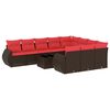 vidaXL Set Divani da Giardino 11 pz con Cuscini Marrone in Polyrattan
