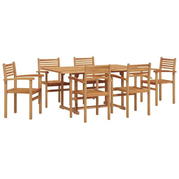 vidaXL Set da Pranzo per Giardino 7 pcs Naturale