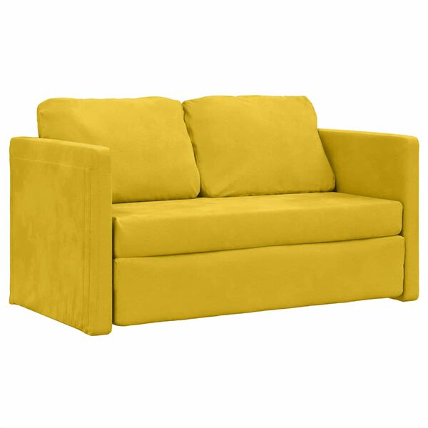 vidaXL Divano Letto da Terra 2 in 1 Giallo Scuro 122x204x55 cm Velluto