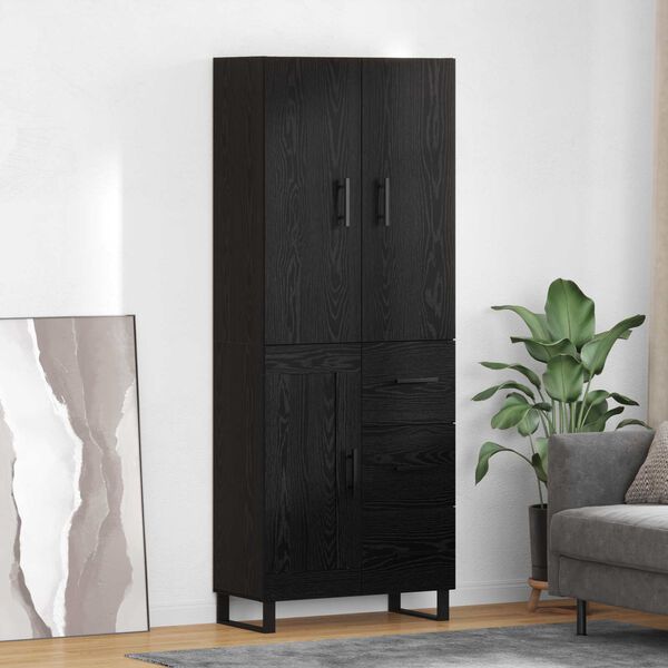 vidaXL Credenza con cassetto 2 pcs Rovere Nero 69,5 x 34 x 180 cm