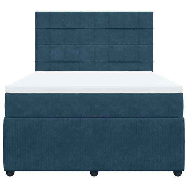 vidaXL Giroletto a Molle con Materasso Blu Scuro 140x200 cm in Velluto