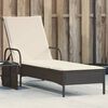 vidaXL Lettino Prendisole con Ruote e Cuscino in Polyrattan Nero