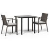 vidaXL Set Pranzo da Giardino 3pz con Cuscini in Polyrattan e Acciaio