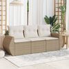 vidaXL Set Divano da Giardino 3 pz con Cuscini Beige in Polyrattan