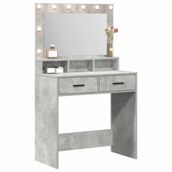 vidaXL Tavolo da Trucco con cassetto Grigio cemento 79 x 41 x 135 cm