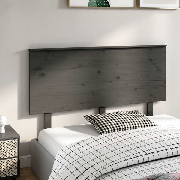 vidaXL Testiera per Letto Grigia 144x6x82,5cm Legno Massello di Pino