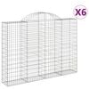 vidaXL Cesti Gabbioni ad Arco 6 pz 200x30x140/160 cm Ferro Zincato