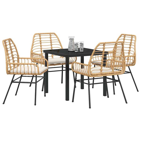 vidaXL Set da Pranzo per Giardino 5 pcs Marrone polyrattan