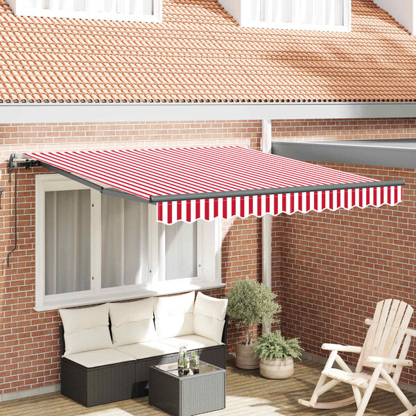 vidaXL Tenda Retrattile Rosso e Bianco 300 x 250 cm