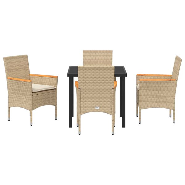 vidaXL Set da Pranzo per Giardino con cuscino 5 pcs Beige polyrattan
