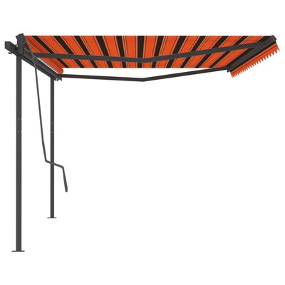 vidaXL Tenda da Sole Retrattile Manuale Pali 5x3 m Arancione Marrone