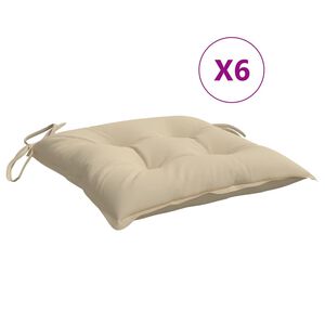 vidaXL Cuscini per Sedia 6 pz Beige 40x40x7 cm in Tessuto Oxford