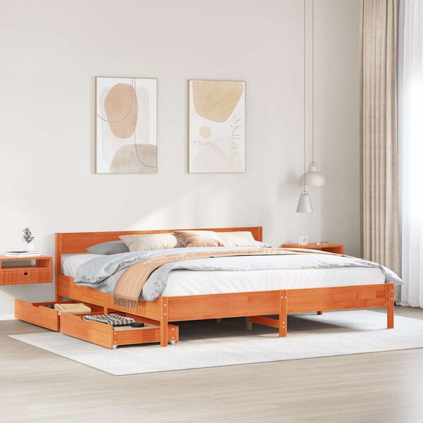vidaXL Letto senza Materasso Marrone Cera 180x200 cm in Legno di Pino