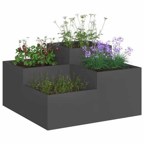 vidaXL Vaso da giardino Nero 100 x 100 x 48 cm Acciaio