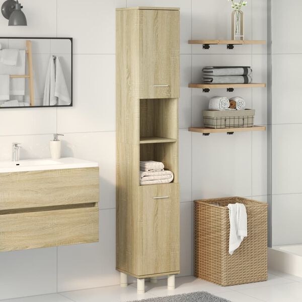 vidaXL Mobile da Bagno Rovere Sonoma 30,5x30x179cm in Truciolato
