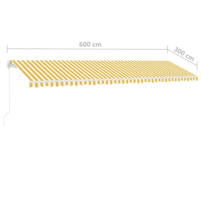 vidaXL Tenda da Sole Autoportante Manuale 600x300 cm Gialla Bianca