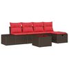 vidaXL Set Divano da Giardino con cuscino 6 pcs Marrone polyrattan