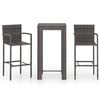 vidaXL Set Bar da Giardino 3 pz con Braccioli in Polyrattan Grigio