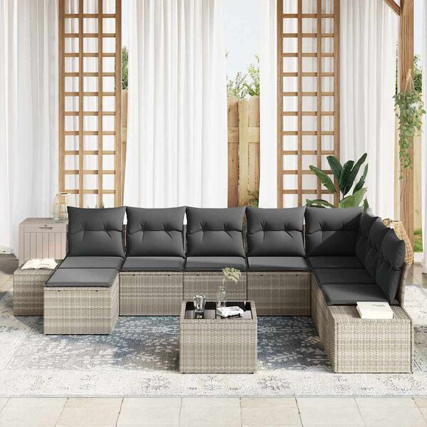 vidaXL Set Divano da Giardino 8 pcs Grigio chiaro polyrattan