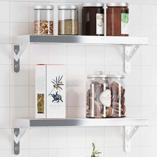 ML-Design Set 2 Staffe Per Mensole A L In Metallo Bianco 25 X 4 X 14 Cm