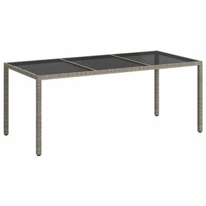 vidaXL Tavolo Giardino Grigio 190x90x75 cm Vetro Temperato Polyrattan