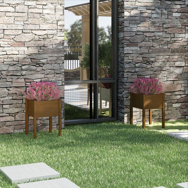 vidaXL Fioriere 2 pz Ambra 50x50x70 cm in Legno Massello di Pino