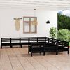 vidaXL Set Salotto da Giardino 11 pz Nero in Legno Massello di Pino