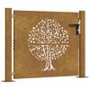 vidaXL Cancello da giardino 100x75 cm in acciaio Corten con design ad albero