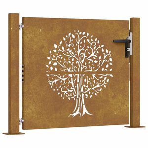 vidaXL Cancello da giardino 100x75 cm in acciaio Corten con design ad albero