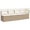 vidaXL Divano da Giardino con Cuscini a 4 Posti Beige in Polyrattan