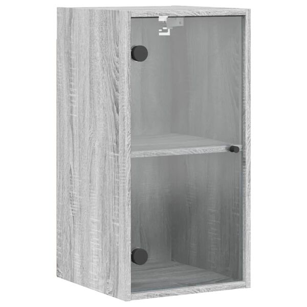 vidaXL Mobile a Muro con Ante in Vetro Grigio Sonoma 35x37x68,5 cm